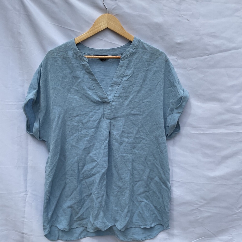 RACHEL Rachel Roy Blue Short Sleeve V-Neck Pullover Blouse Sz XL